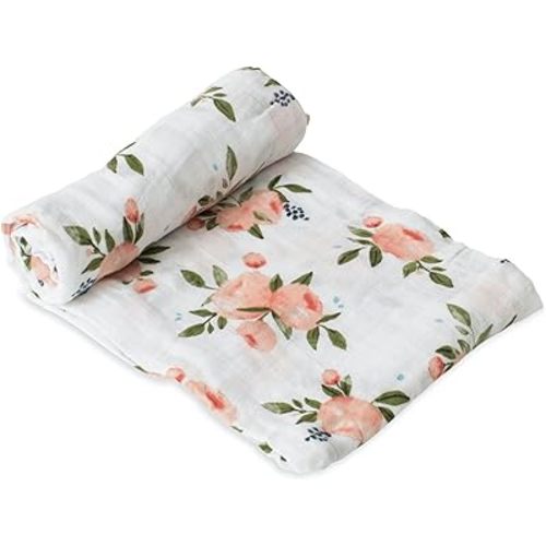 Little Unicorn Premium Cotton Swaddle Baby Blanket | Breathable Fabric | for swaddling, Play, Nursing & More (Watercolor Roses)