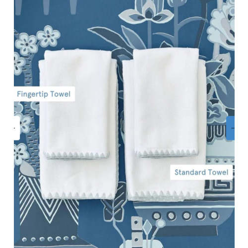 Stitched Edge Powder Bath Towels (pair) - Grey (Fingertip)