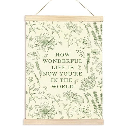 Hiuwevt Floral Nursery Wall Art, Sage Green Boho Poster Hanger Frame, Kids Room Decor, Neutral Baby Shower Newborn Wall Art Decor for Toddler Girls Room Home Bedroom, 12x16 Inch