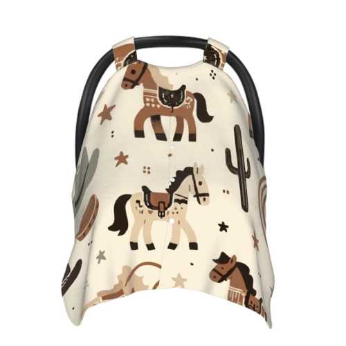 Baby Car Seat Cover - Western Cowboy Themed Cowgirl Canopy, Unisex Design for Infant Car Seats, Soft & Stylish Baby Gift