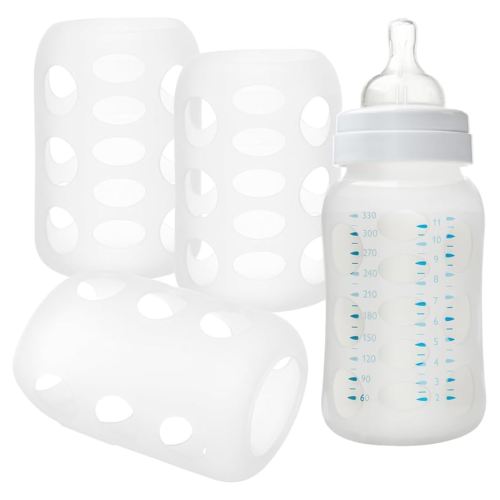 4pcs Nursery Bottle Cover Silicone Bottle Case - Silicone Sleeve for Glass Bottle - Feeding Bottle Sleeves Feeding Bottle Cover White Protection Cap Glass Sleeves Protector Glass