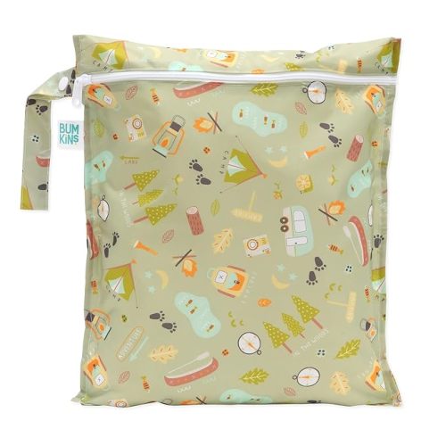 Bumkins Waterproof Wet Bag for Baby, Travel, Swim Suit, Cloth Diapers, Pump Parts, Pool, Beach, Gym Clothes, Toiletry, Hook to Stroller, Daycare, Zipper Reusable Wetdry Packing, Nintendo Super Mario