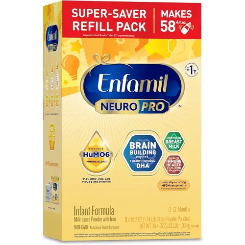 Enfamil NeuroPro Baby Formula, Triple Prebiotic Immune Blend with 2'FL HMO & Expert Recommended Omega-3 DHA, Inspired by Breast Milk, Non-GMO, Refill Box, 36.4 Oz (Packaging May Vary)