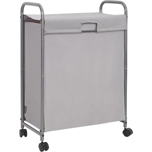 STORAGE MANIAC Rolling Laundry Hamper with Lid, 85 L Laundry Sorter with Wheels, Laundry Basket, 2 Loads Dirty Clothes Hamper, Laundry Organizer, Laundry Cart with Wheels for Small Space, Grey