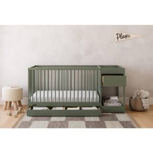 Teddi Olive 5-in-1 Convertible Crib and Changer with Drawer