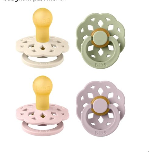 BIBS Boheme Soother 4-Pack | BPA Free Dummy Pacifier | Round Nipple | Natural Rubber Latex | Made in Denmark| Size 0-6 Months | Dusky Lilac Mix