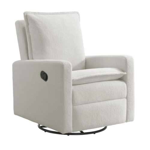 Oxford Baby Uptown Upholstered Swivel Glider and Recliner Nursery Chair, Boucle White