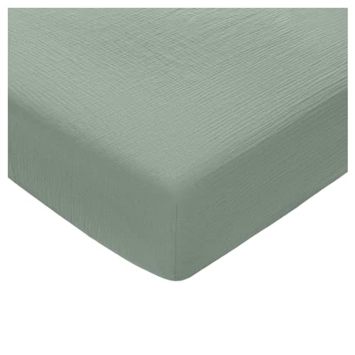 Comfy Cubs 100% Muslin Cotton Fitted Crib Sheet - Soft, Standard & Breathable Crib Sheets for Toddler Mattress - Snug Fit, Secure Elastic with Beautiful Packaging for Boys & Girls - Fern