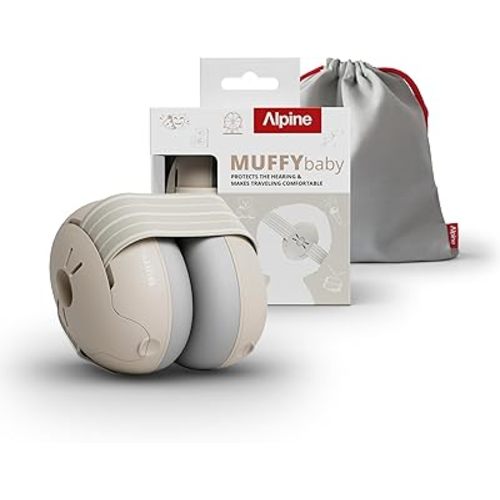 Alpine Muffy Baby Ear Protection for Babies and Toddlers up to 36 Months - CE & ANSI Certified - Noise Reduction Earmuffs - Comfortable Baby Headphones Against Hearing Damage & Improves Sleep - Sand