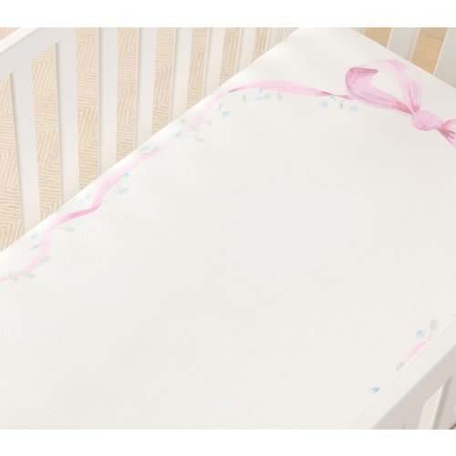 LoveShackFancy Bow Picture Perfect Organic Crib Fitted Sheet