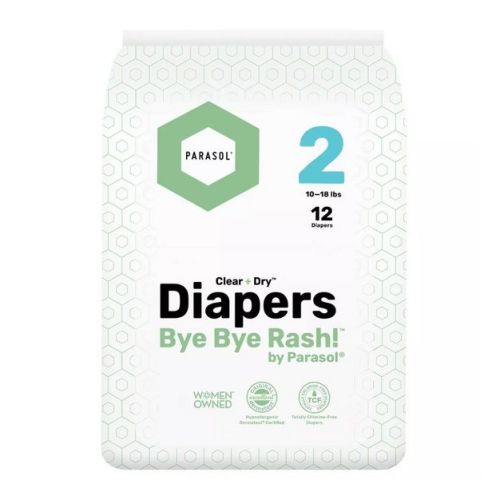 Parasol Chlorine-Free Diapers with RashShield Protection - Size 2 - 12ct