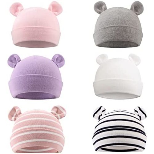 PESAAT Newborn Hospital Hat 0-12Months Preemie Boys Girls Beanie Solid Infant Baby Hats Autumn Winter