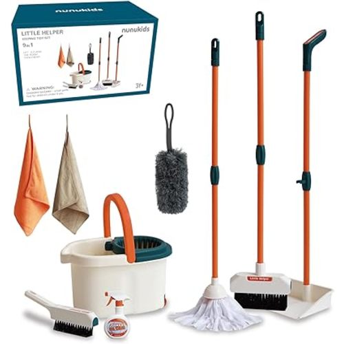 Toddler Cleaning Set - Realistic Cleaning Set for Toddlers 1-3 - Engaging Kids Broom and Dustpan Set - Safe Toddler Broom and Cleaning Set Toys - Perfect Kids Mop and Broom Set