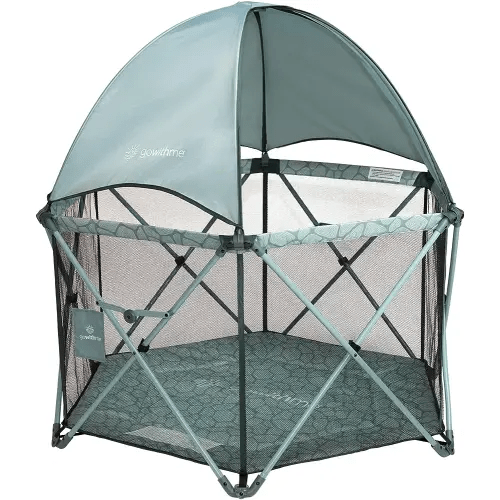 Baby Delight Go with Me Eclipse Deluxe Portable Playard | Playpen | Sun Canopy | Indoor and Outdoor | Ultra Padded Nylon Floor | Green Garden
