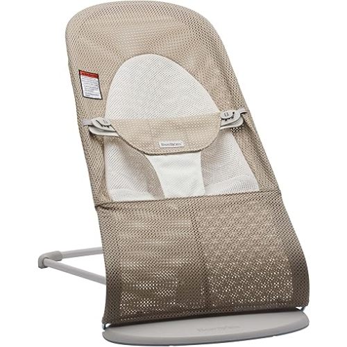 BabyBjörn Bouncer Balance Soft, Light Grey Frame, Mesh, Gray Beige/White (005144US)