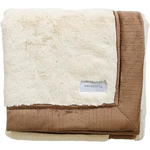 SARANONI Luxury Receiving Blankets for Babies | Ultra-Soft Lush and Boutique Quality Baby Blanket | Ivory Swirl Gingersnap - 40” x 30”