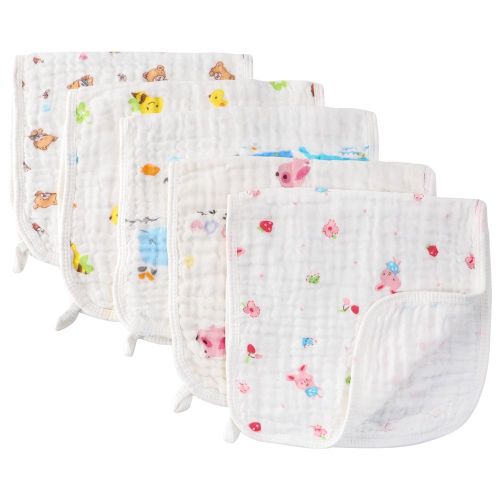 Muslin Burp Cloths Baby Burp Clothes for Boy Girls 100% Cotton Large 20''X10'' 6 Layers Thicken Super Soft Absorbent(5 Pack)