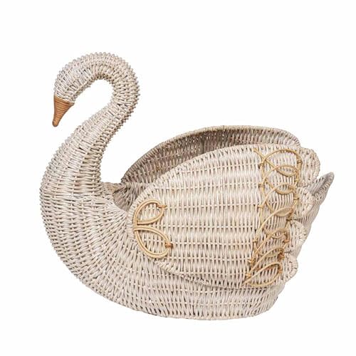 Juliska Provence Rattan Swan Basket - Whitewash