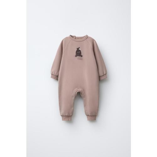 PRINTED PLUSH JUMPSUIT - Light brown | ZARA United States