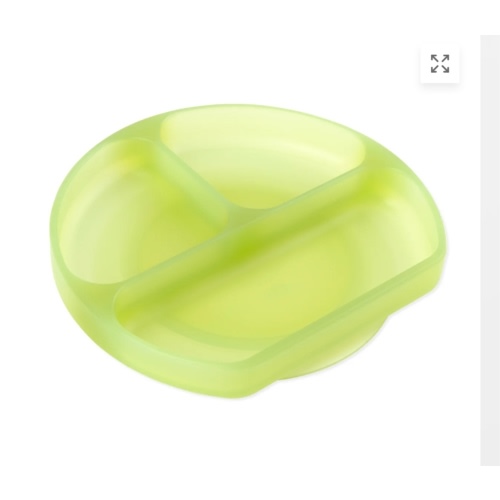Bumkins Silicone Grip Dish with 3 Sections for Babies - Green Jelly