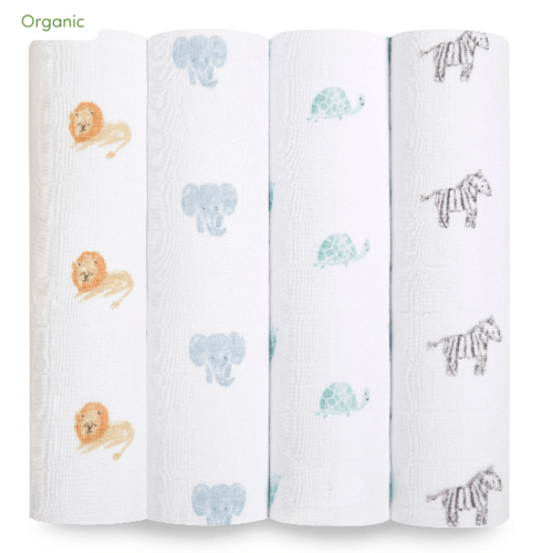 aden + anais | Animal Kingdom Organic Muslin Swaddle Blanket 4pk