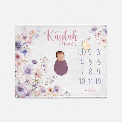 Wild Flower Baby Girl Milestone Blanket, Wildflower Baby Milestone Blanket, Flower Monthly Baby Blanket, Baby Blanket, Boho Blanket F113
