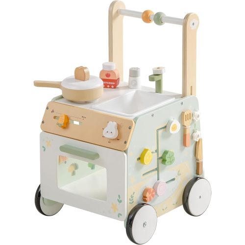 ROBUD Wooden Baby Push Walker, Learning Walking Toys, Adjustable Height Baby Walker with Decelerator, Montessori Toys for Baby 10 Months+, WRP24