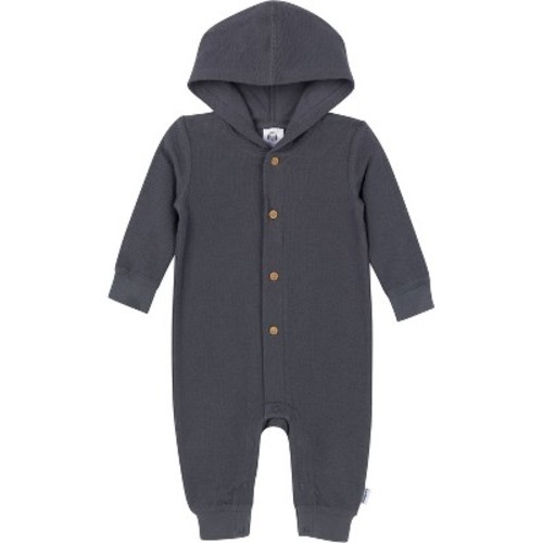 Gerber Baby Boys' or Girls' Hooded Romper, Charcoal , 6-9 Months