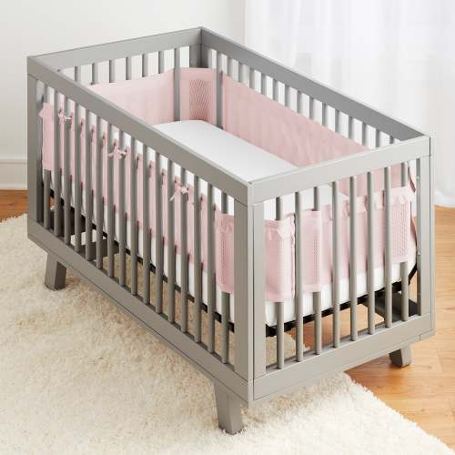 Breathable™ Mesh Liner for Full-Size Cribs, Deluxe 4mm Mesh, Blush Ruffle (Size 4FS Covers 3 or 4 Sides)