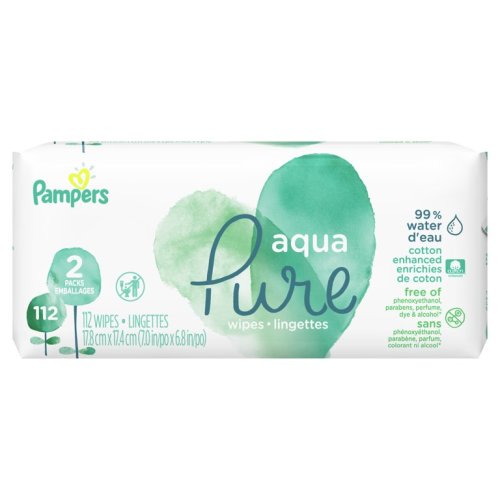 Pampers Aqua Pure Sensitive Baby Wipes, 2X Pop-Top, 112 Count