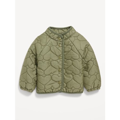 Mock-Neck Quilted Snap-Button Jacket for Baby