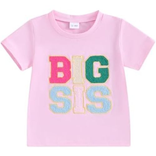 VISGOGO Sister Matching Outfit Short Sleeve BIG SIS T-Shirt Tops LIL SIS Rompers Baby Girls Clothes Shirts