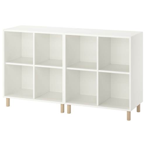EKET Storage combination with legs - white/wood 55 1/8x13 3/4x31 1/2 "