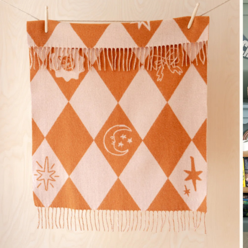 Lambswool Baby Blanket in Harlequin Jacquard