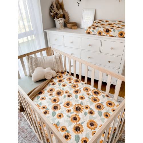 Baby Girl Cot/ Crib Quilt Blanket Sunflower Floral Nursery | Sunflower Nursery | Floral Nursery | Baby Bedding | Baby Linen Nursery Decor