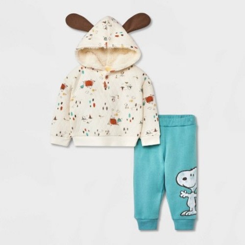 Baby Boys' Snoopy Peanuts Top and Bottom Set - Green, Size: 0-3M