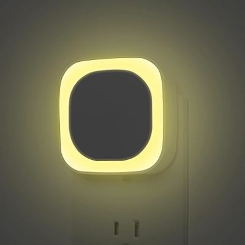 2 Pack Plug in Dimmable Nightlight, Auto Dusk to Dawn Sensor, LED Night Light, Soft Glow, Diffused Light, Warm White Night Light for Bathroom, Hallway, Kitchen, Bedroom, Garage