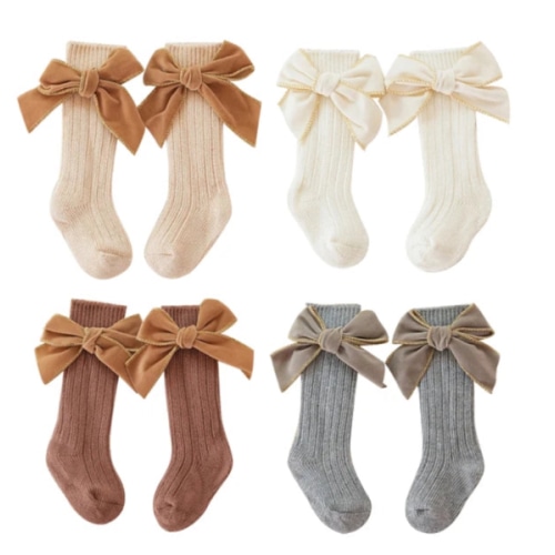 MARY Velvet Bow Socks - Hazel & Bo