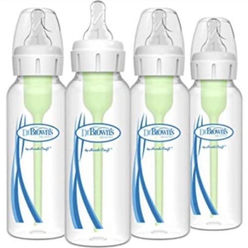 Dr. Brown’s Natural Flow® Anti-Colic Options+™ Wide-Neck Baby Bottles 9 oz/270 mL, with Level 1 Slow Flow Nipple, 4 Pack, 0m+
