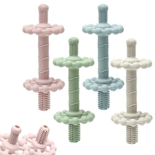 4 Pack Teething Toys for Babies 0-3 3-6 Months – Anti-Choking Design,Teething Relief for Infant Straws Sticks 6-24 Months, Baby Toddlers Silicone teether Tubes
