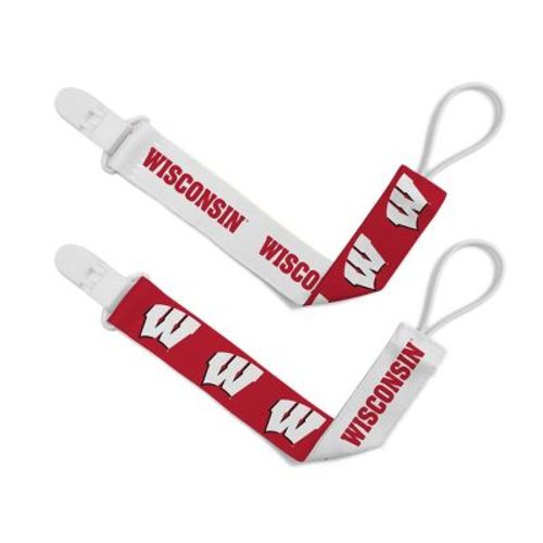 Babyfanatic Officially Licensed Unisex Pacifier Clip 2-pack - Ncaa Wisconsin Badgers - Officially Licensed Baby Apparel.
