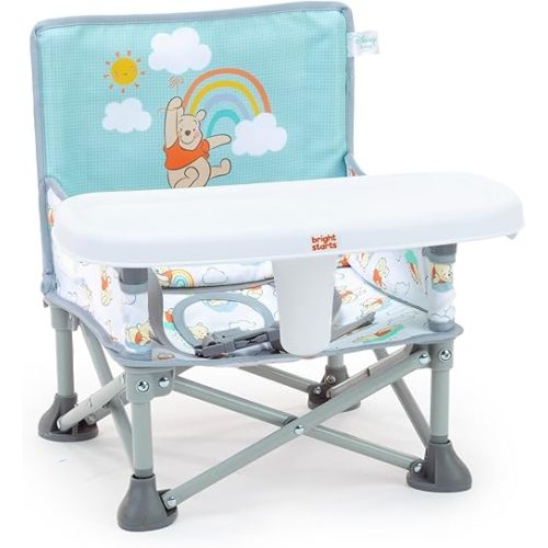 Bright Starts Disney Winnie The Pooh Pop 'N Sit Portable Booster, Indoor/Outdoor Use, Floor Seat with Feeding Tray, 6 Mos - 3 Yrs