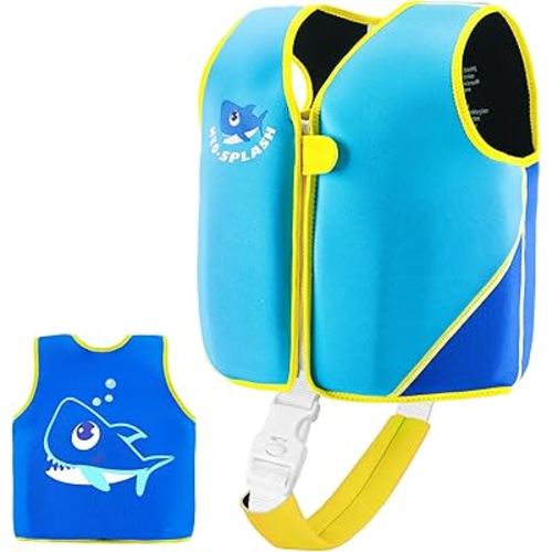 Kids Swim Vest Neoprene Swimming Aid with Adjustable Safety Strap for Age 1-3 and 3-6