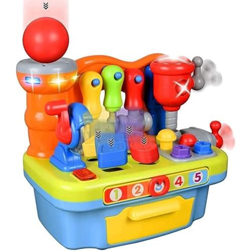 Liberty Imports Musical Learning Workbench Toddler Toys for Boys Girls Kids, Baby Early Education Toy Shape Sorter with Lights & Sounds for Teaching Colors, Shapes, Numbers
