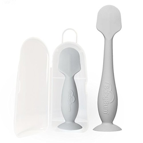 Baby Bum Brush, Original Diaper Rash Cream Applicator, Soft Flexible Silicone Brush, Unique Gift + Mini Diaper Rash Cream Applicator with Travel Case, [Gray + Gray] - Gray & Gray