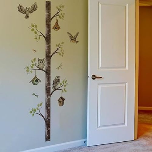 Big Tree Height Wall Decals Cute Animal Owl Wall Stickers Removable Peel and Stick Children's Bedroom Living Room Kindergarten Wall Art Murals Kids Baby Nursery Wall Decor Home Decoration