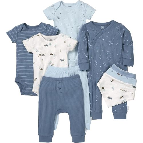 Gerber Baby 9-piece Baby Gift Set for Newborn Boys & Girls – Premium Cotton Baby Essentials Layette Set