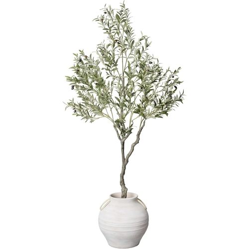 Olive Tree Artificial 7 Feet Tall, Fake Indoor Tree, Faux Decorative Tree
