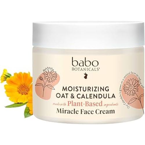 Babo Botanicals Moisturizing Oat & Calendula Miracle Face Cream - Shea Butter - For Dry or Sensitive Skin - For all ages - Vegan - 1 or 2 Pack