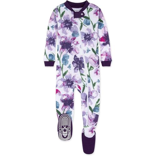 Burt's Bees Baby Girls' Pajamas, Zip Front Non-slip Footed Pjs, 100% Organic Cotton and Toddler Sleepers